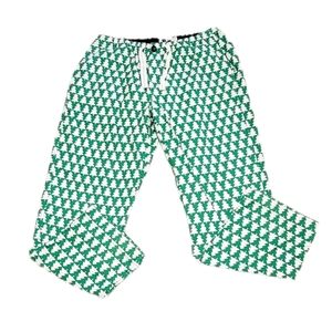Boden Green White Tree Print Elastic Drawstring Waist Lounge Pants Men Size L 32